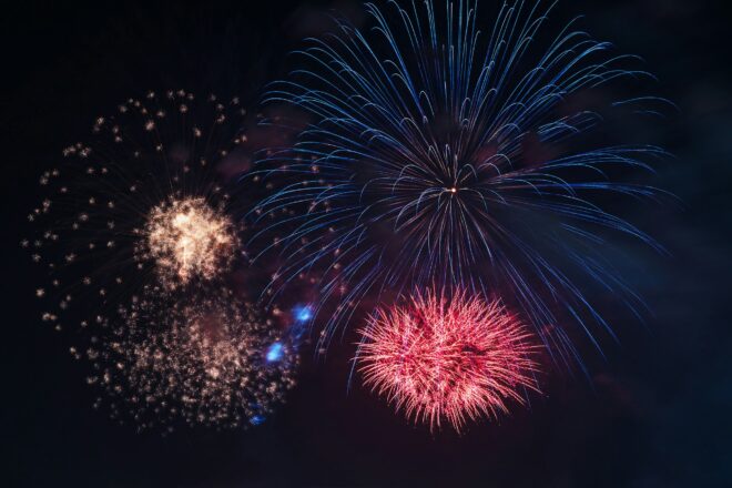 Colorful fireworks display.